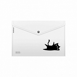 Папка-конверт с кнопкой ERICH KRAUSE "Clear Cat", A4, до 120 листов, прозрачный, 0,16 мм, 63500