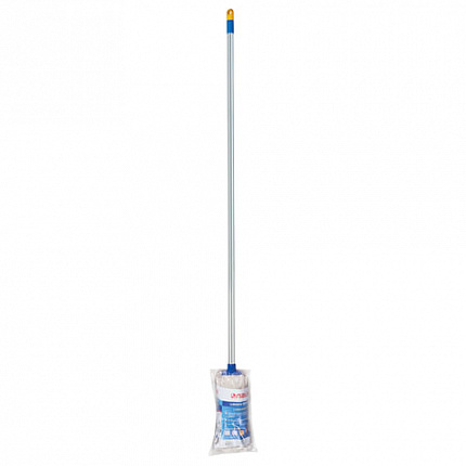 Швабра с веревочной насадкой, черенок 120 см, еврорезьба, 165 г (хлопок), ворс 26 см, LAIMA, 601470