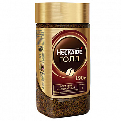 Кофе молотый в растворимом NESCAFE "Gold" 190 г, стеклянная банка, сублимированный, 12135508