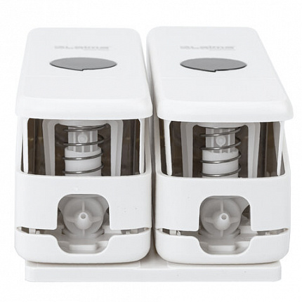 Дозатор двойной 2 х 0,3 л для жидкого мыла/шампуня/геля LAIMA PREMIUM, НАЛИВНОЙ, белый, ABS-пластик, 609499