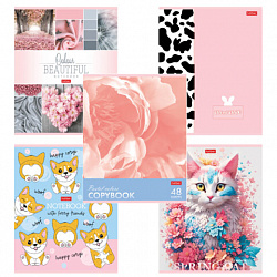 Тетрадь А5 48 л., HATBER скоба, клетка, обложка картон, "Для девочек_Выпуск №1" (микс), 087341, 48Т5В1