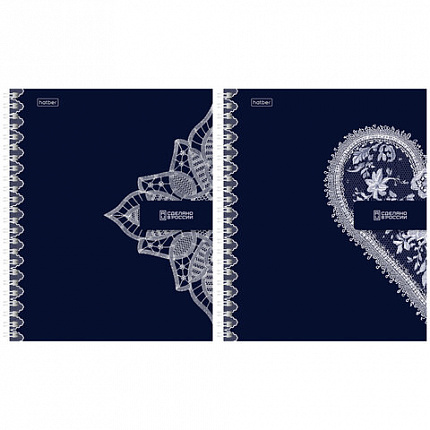 Тетрадь А5 96л. HATBER гребень, клетка, Soft-touch ламинация, Кружево (микс в спайке), 96Т5лВ1гр