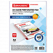 Папки-файлы перфорированные А4 BRAUBERG "STANDARD", КОМПЛЕКТ 100 шт., матовые, 40 мкм, 229660
