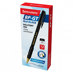 Ручка шариковая BRAUBERG BP-GT GLD BLACK, ЧЕРНАЯ, корпус тонированный, пишущий узел 0,7 мм, линия письма 0,35 мм, 144507