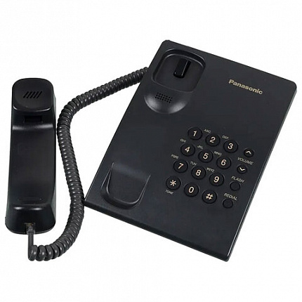 Телефон PANASONIC KX-TS2350RUB, черный, повторный набор, тональный/импульсный режим