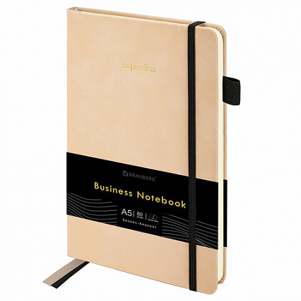 Блокнот А5 138x213 мм, BRAUBERG "Velvet", резинка, держатель, 80 л., клетка, розовый, 116242