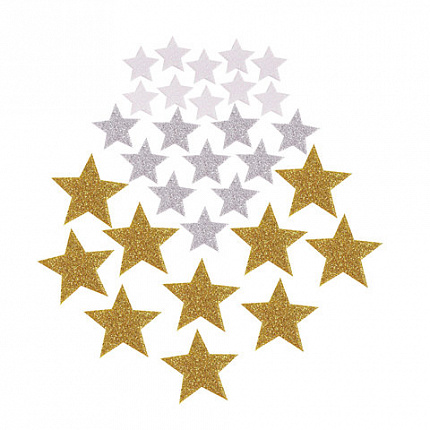 Наклейки из EVA "Звезды", 30 шт., ассорти, 3 цвета, ОСТРОВ СОКРОВИЩ, 661457