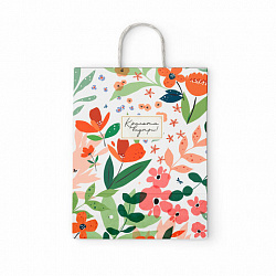 Крафт-пакет бумажный "Красота внутри" 26х15х35 см, с кручеными ручками, плотность 100 г/м2, белый, 113563