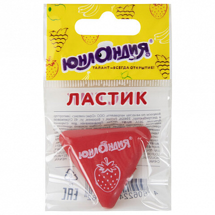 Ластик ЮНЛАНДИЯ "Трио", 35х35х10 мм, цвет ассорти, треугольный, 228072