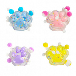 Игрушка-антистресс "КОШАЧЬЯ ЛАПКА С ПОМПОНАМИ", 7х6 см, ассорти 4 цвета, дисплей, JOLLY JOT (ДЖОЛЛИ ДЖОТ), 665774