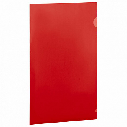 Папка-уголок жесткая прозрачная А4 BRAUBERG UNIVERSAL, красная, 0,15 мм, 273052