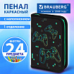 Пенал BRAUBERG с наполнением, 1 отделение, 1 откидная планка, 24 предмета, 21х14 см, "Пиксельный геймпад", 274619