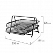 Лоток горизонтальный металлический для бумаг, 2 секции, BRAUBERG "Germanium", А4 (355х205х295 мм), черный, 231950