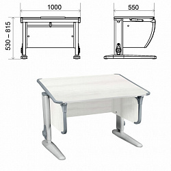 Стол-парта регулируемый "ДЭМИ" СУТ.43, 1000х550х530-815 мм, серый каркас, пластик серый, рамух белый (КОМПЛЕКТ)