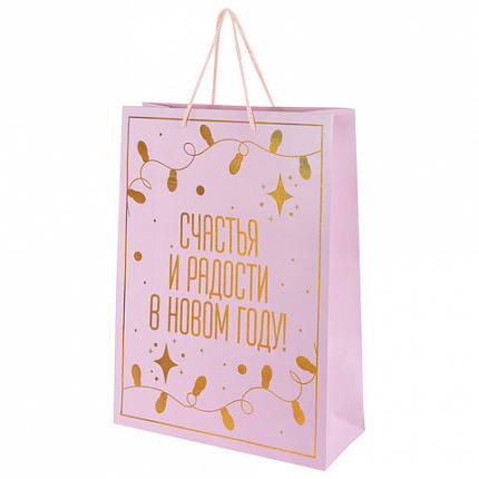 Пакет подарочный (1 шт.) новогодний, 33x13x45 см, "Сказочный Новый Год", голография, ЗОЛОТАЯ СКАЗКА, 592428