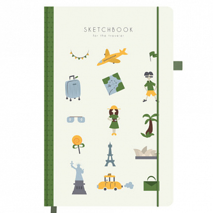 Скетчбук, слоновая кость 140 г/м2, 130х210 мм, 80 л., софт-тач, резинка, BRAUBERG ART CLASSIC, АССОРТИ, 117771