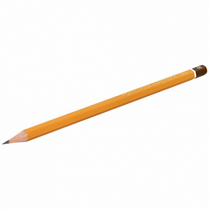 Карандаш чернографитный KOH-I-NOOR 1500, 1 шт., 6B, корпус желтый, заточенный, 150006B01170RU