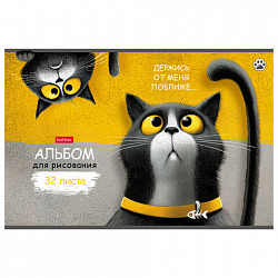 Альбом д/рис. А4 32л., скоба, рельефный картон, HATBER, 205х290мм, Пушистый философ(5, 32А4тВ