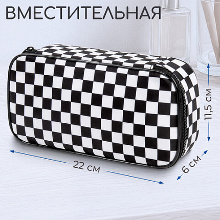 Пенал-органайзер BRAUBERG, 1 отделение, полиэстер, 22x11,5x6 см, "Черно-белый стиль", 271572