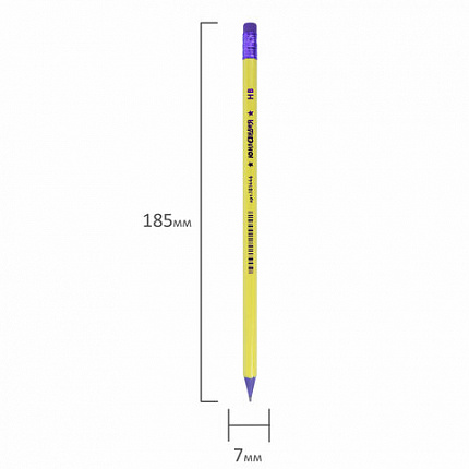 Карандаш чернографитный ЮНЛАНДИЯ, 1 шт., НВ, пластиковый, корпус ассорти, с ластиком, 181446