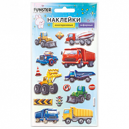 Наклейки объемные зефирные 15х10 см, ассорти 12 видов, FUNSTER (ФАНСТЕР), 666675