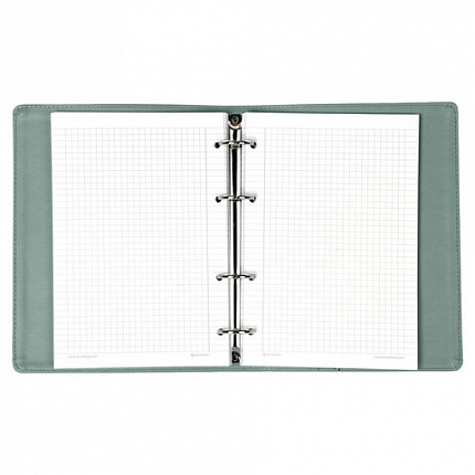 Тетрадь на кольцах А5 (180х220 мм), 120 листов, под кожу, клетка, BRAUBERG "Joy", бирюзовый/серо-голубой, 129993