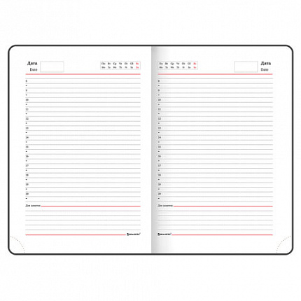 Ежедневник недатированный А5 138x213 мм BRAUBERG "Finest" под кожу, резинка, 136 л., черный, 111869