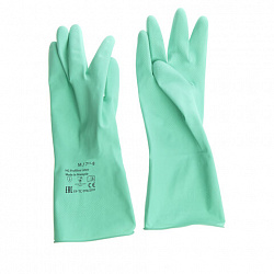 Перчатки латексные КЩС, сверхпрочные, плотные, хлопковое напыление, размер 7,5-8, M (средний), зеленые, HQ Profiline, 73583