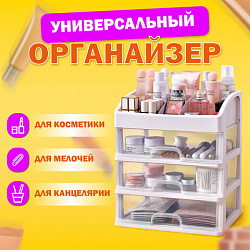 Органайзер для хранения косметики, канцтоваров, мелочей ТРИ УРОВНЯ, 26,6х17*23,5 см, DASWERK (ДАСВЕРК), 608477