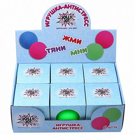Игрушка-антистресс "ШАР", 10 см, ассорти 4 цвета, дисплей, JOLLY JOT (ДЖОЛЛИ ДЖОТ), 665812