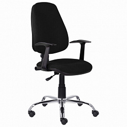 Кресло BRABIX "Comfort MG-322", хром, регулируемая эргономичная спинка, ткань, черное, 532558