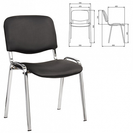Стул для персонала и посетителей "ИЗО", хромированный каркас, кожзам черный Z-11, К3