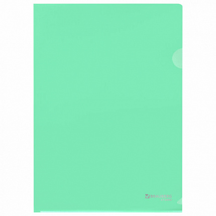 Папка-уголок жесткая, непрозрачная, А4, цвет мятный, 0,15 мм, BRAUBERG PASTEL, 272892