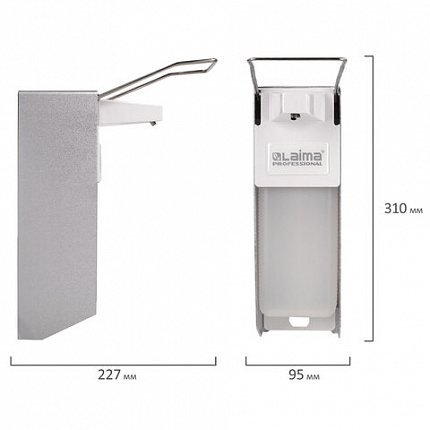 Дозатор локтевой для жидкого мыла и геля-антисептика, с еврофлаконом 1 л, LAIMA, металлический, 605706