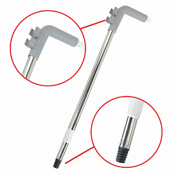 Совок для мусора КОМПЛЕКТ щетка + рукоятки 59-93см телескоп, регулируемый угол щетки, крепление тряпок, бело-серый, колорбокс, LAIMA, 608952