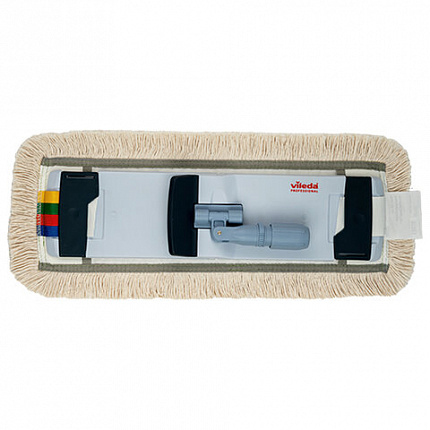 Насадка МОП плоская 40 см, VILEDA PROFESSIONAL "КонтрактПлюс Комби", уши (ТИП УВ) хлопок / полиэстер, бежевый, 167310