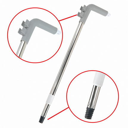 Совок для мусора КОМПЛЕКТ щетка + рукоятки 59-93см телескоп, регулируемый угол щетки, крепление тряпок, бело-серый, колорбокс, LAIMA, 608952