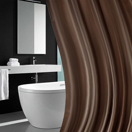 Шторка для ванной ПОЛИЭСТЕР, 180х180 см, кольца в комплекте, КОРИЧНЕВЫЙ БРИЛЛИАНТ, PRIMILA (ПРИМИЛА), 700091