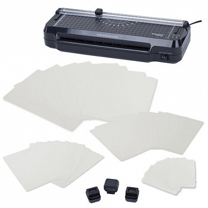 Ламинатор 3 в 1 BRAUBERG CHF-02, А4, 60-150 мкм, 30 см/мин, со встроенным резаком и обрезчиком углов, В ПОДАРОК набор пленок 40 шт., 532862