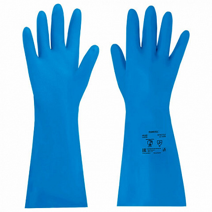 Перчатки нитриловые КЩС, STRONG, химически устойчивые, синие, размер 9-9,5, L (большой), RABBITEX (РАББИТЕКС), 700908