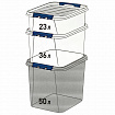 Ящик-контейнер 50 л с КРЫШКОЙ НА ЗАЩЕЛКАХ "ПРОФИ", 40х50х39 см, штабелируемый, ПРОЧНЫЙ, прозрачный, 437960000
