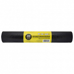 Мешки для мусора 240 л, черные, в рулоне 25 шт., ПВД 30 мкм, 90x130 см, РОМАШКА "ПРОФИ", ВР-0072