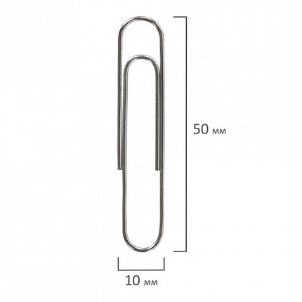 Скрепки большие 50 мм, BRAUBERG, оцинкованные, 50 шт., в картонной коробке, 227589
