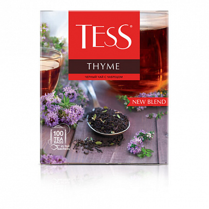 Чай TESS "Thyme" черный с чабрецом и цедрой лимона, 100 пакетиков в конвертах по 2 г, 1185-09