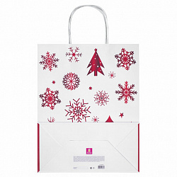 Пакет подарочный КОМПЛЕКТ 10 штук, новогодний, 26x13x32 см, "Winter Kraft", ЗОЛОТАЯ СКАЗКА, 591960