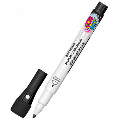 Маркеры на магните со стирателем для белой доски и планера, 3 ШТУКИ, ЧЕРНЫЕ, BRAUBERG POP-ART, 1-2 мм, 152570