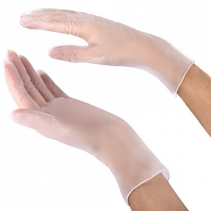 Перчатки виниловые смотровые 50 пар (100 штук), размер 6-7, S (малый), прозрачные, SFM, Германия