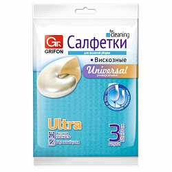 Салфетки из вискозы ULTRA, 30х38 см, 70 г/м2, КОМПЛЕКТ 3 шт., GRIFON, 910-007