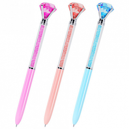 Ручка поворотная с топпером шариковая FUNSTER "SHINE BRIGHT", СИНЯЯ, ассорти, пишущий узел 0,7 мм, линия письма 0,35 мм, 144377