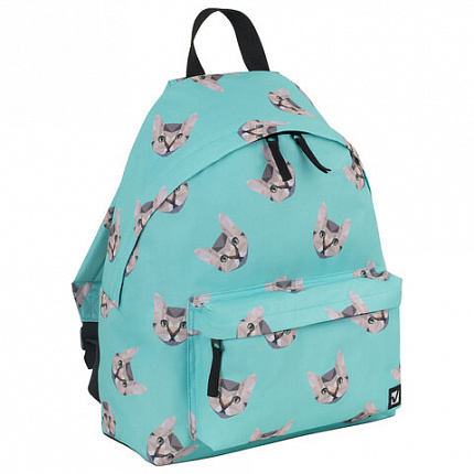 Рюкзак BRAUBERG СИТИ-ФОРМАТ универсальный, "Cats", голубой, 41х32х14 см, 229881